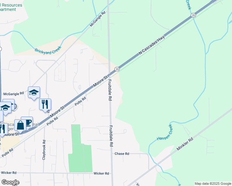 map of restaurants, bars, coffee shops, grocery stores, and more near 9003 Fruitdale Road in Sedro-Woolley