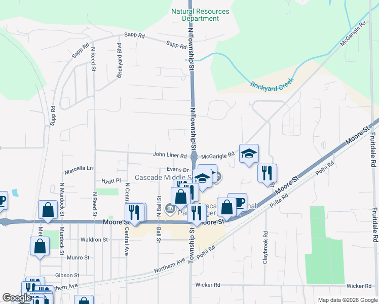 map of restaurants, bars, coffee shops, grocery stores, and more near 404 North Township Street in Sedro-Woolley