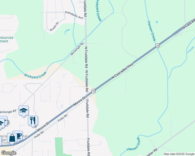 map of restaurants, bars, coffee shops, grocery stores, and more near 8763 Fruitdale Road in Sedro-Woolley