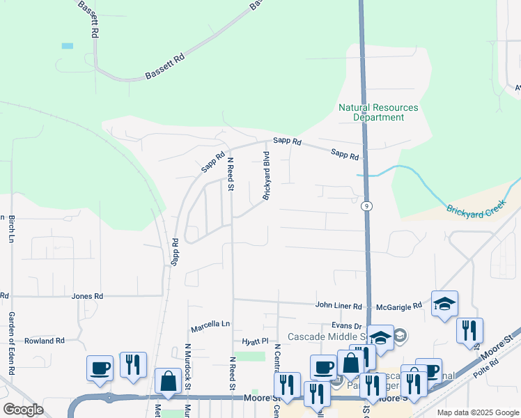 map of restaurants, bars, coffee shops, grocery stores, and more near 699 Brickyard Boulevard in Sedro-Woolley