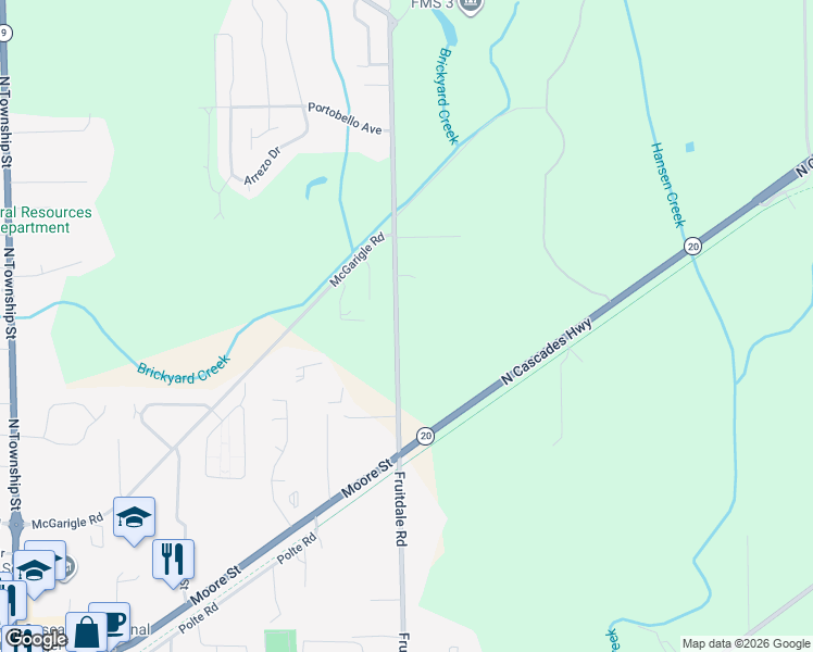 map of restaurants, bars, coffee shops, grocery stores, and more near 8699 Fruitdale Road in Sedro-Woolley