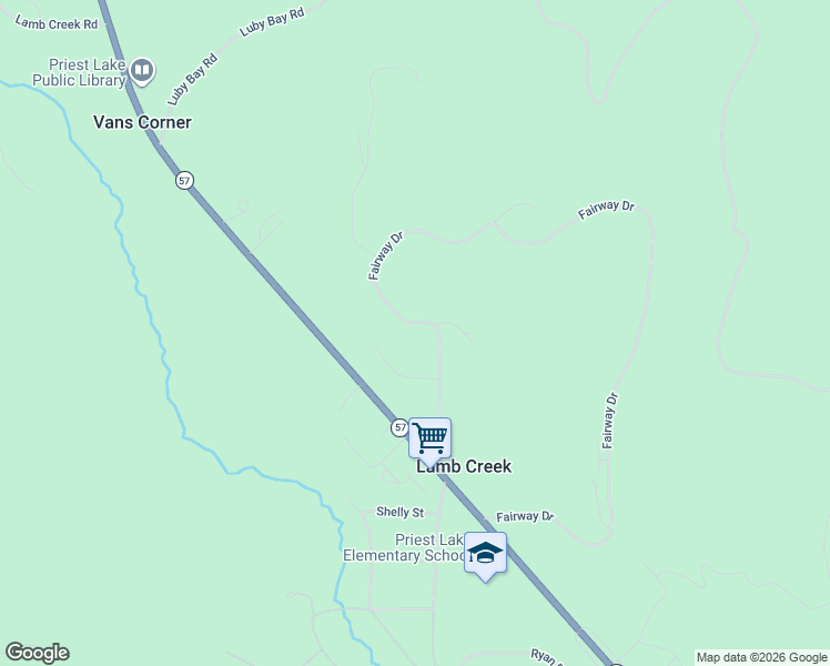 map of restaurants, bars, coffee shops, grocery stores, and more near 286 Fairway Drive in Priest Lake