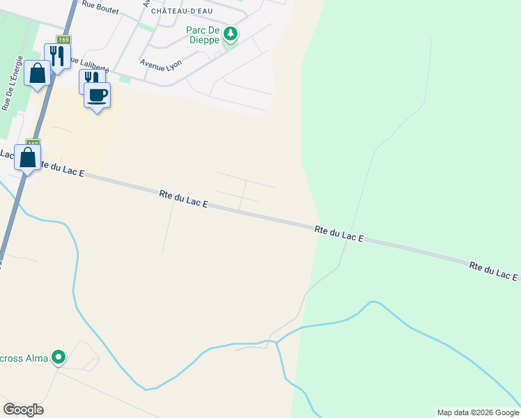 map of restaurants, bars, coffee shops, grocery stores, and more near 1744 Rue Marguerite-Bergeron in Alma