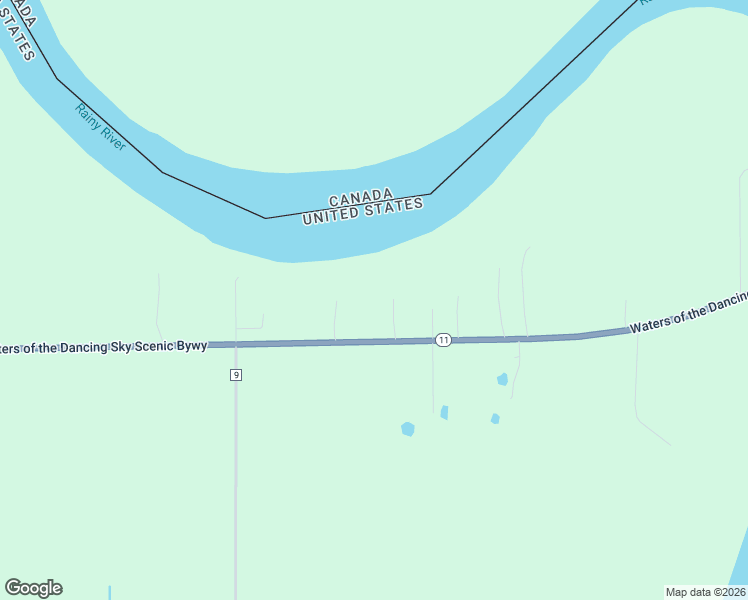 map of restaurants, bars, coffee shops, grocery stores, and more near 5845 Minnesota 11 in International Falls