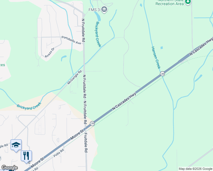 map of restaurants, bars, coffee shops, grocery stores, and more near 8619 Fruitdale Road in Sedro-Woolley