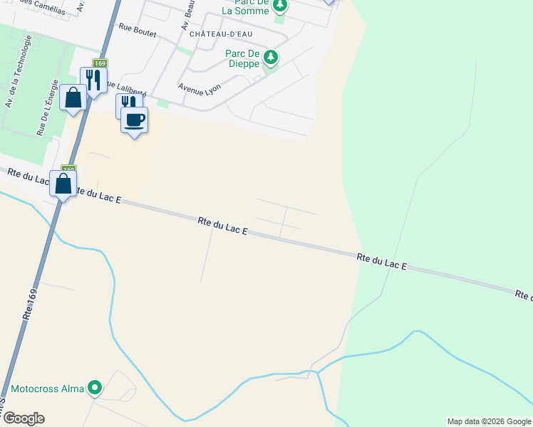 map of restaurants, bars, coffee shops, grocery stores, and more near 1651 Rue Marguerite-Bergeron in Alma