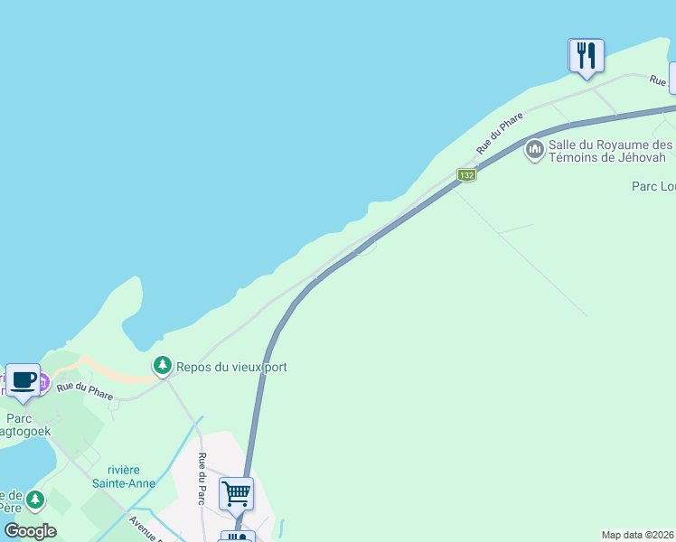 map of restaurants, bars, coffee shops, grocery stores, and more near 1279 Boulevard Sainte-Anne in Rimouski