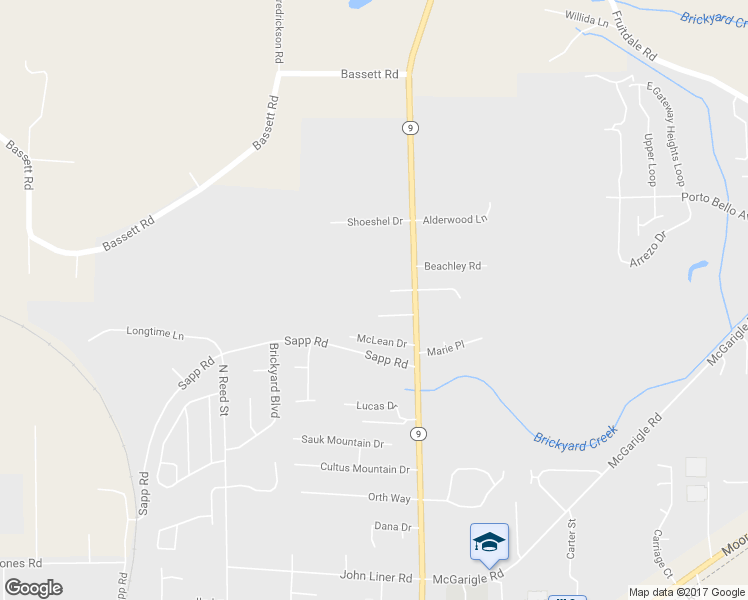 map of restaurants, bars, coffee shops, grocery stores, and more near 801 Park Cottage Place in Sedro-Woolley