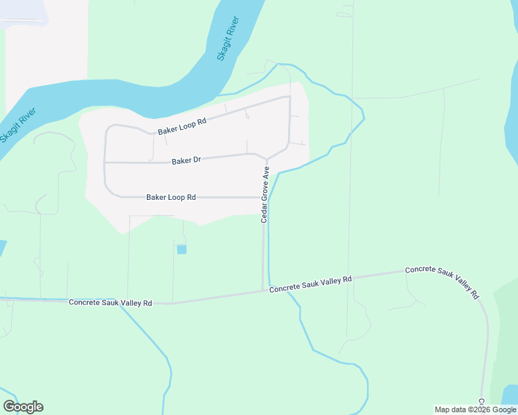 map of restaurants, bars, coffee shops, grocery stores, and more near 46275 Baker Loop Road in Concrete