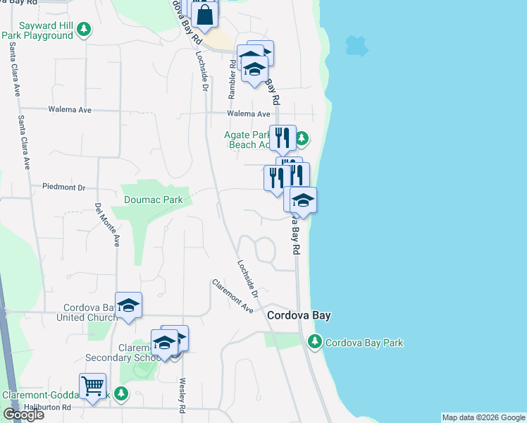 map of restaurants, bars, coffee shops, grocery stores, and more near in Victoria