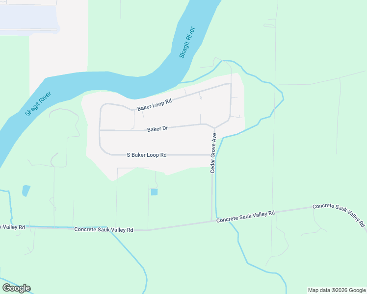 map of restaurants, bars, coffee shops, grocery stores, and more near 46120 Baker Drive in Concrete