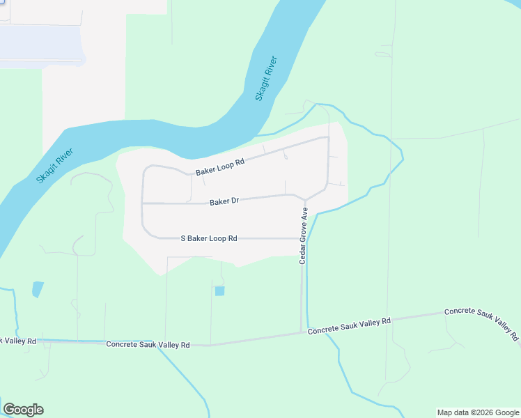 map of restaurants, bars, coffee shops, grocery stores, and more near 46120 Baker Drive in Concrete