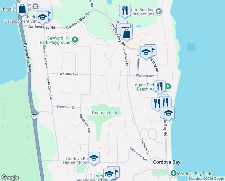 map of restaurants, bars, coffee shops, grocery stores, and more near in Victoria