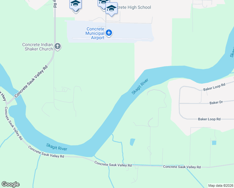 map of restaurants, bars, coffee shops, grocery stores, and more near 45249 North Brooks Road in Concrete