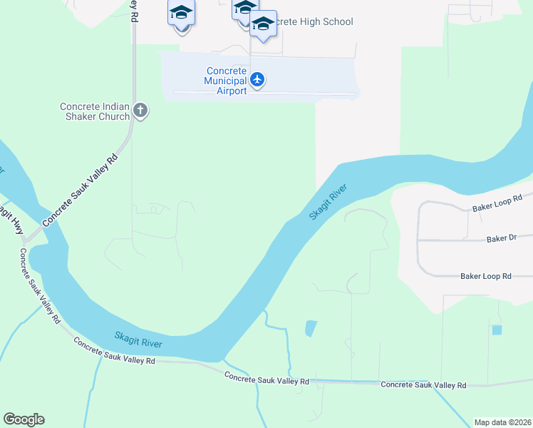 map of restaurants, bars, coffee shops, grocery stores, and more near 45249 North Brooks Road in Concrete