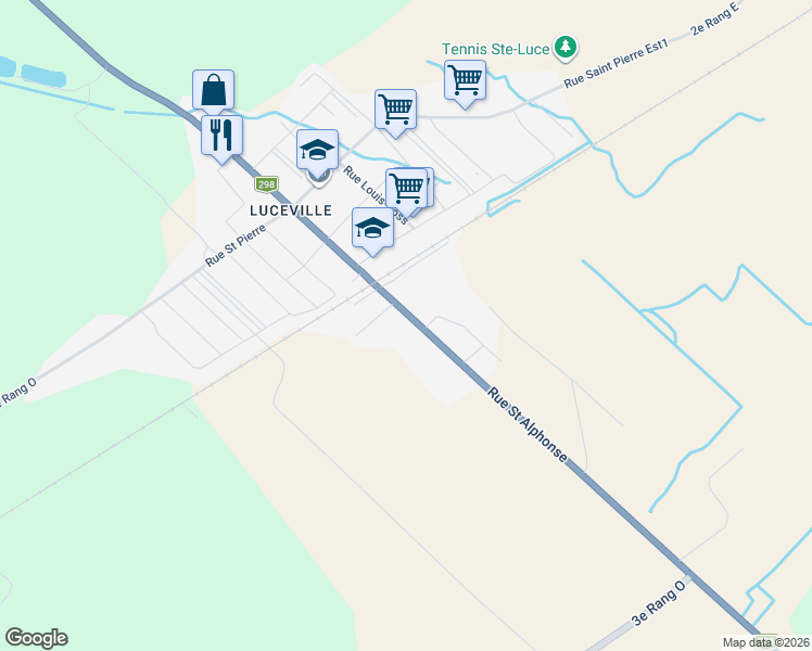 map of restaurants, bars, coffee shops, grocery stores, and more near 74 Rue Saint Alphonse in Sainte-Luce