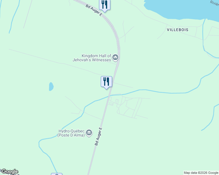 map of restaurants, bars, coffee shops, grocery stores, and more near 1590 Boulevard Auger Est in Alma