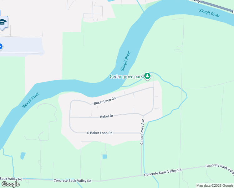 map of restaurants, bars, coffee shops, grocery stores, and more near 46699 Baker Loop Rd in Concrete