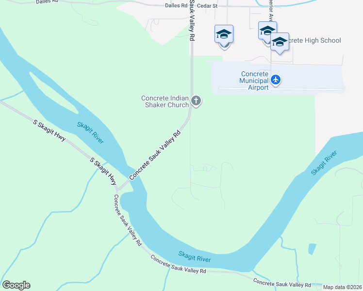 map of restaurants, bars, coffee shops, grocery stores, and more near 8120 Gordon Road in Concrete