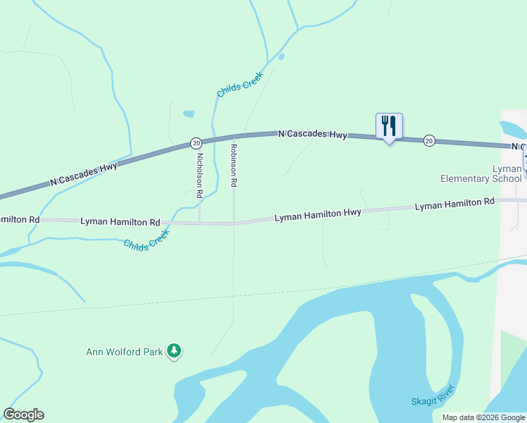 map of restaurants, bars, coffee shops, grocery stores, and more near 30395 Lyman Hamilton Highway in Sedro-Woolley