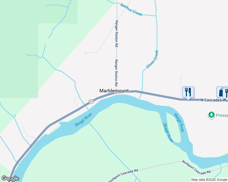 map of restaurants, bars, coffee shops, grocery stores, and more near in Marblemount
