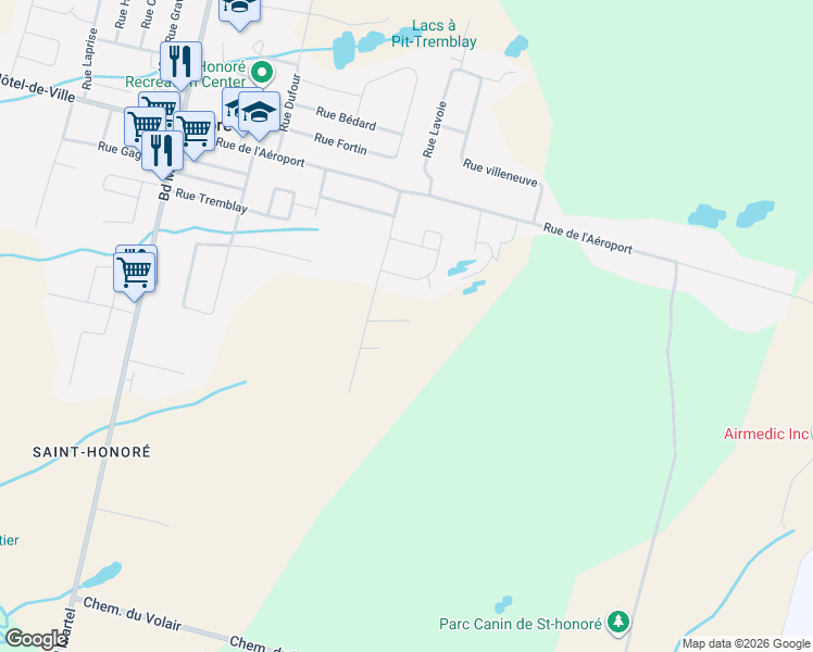 map of restaurants, bars, coffee shops, grocery stores, and more near 495 Rue Belley in Saint-Honoré