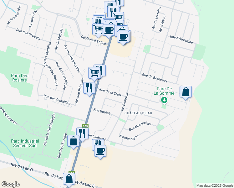 map of restaurants, bars, coffee shops, grocery stores, and more near 230 Rue de la Croix in Alma