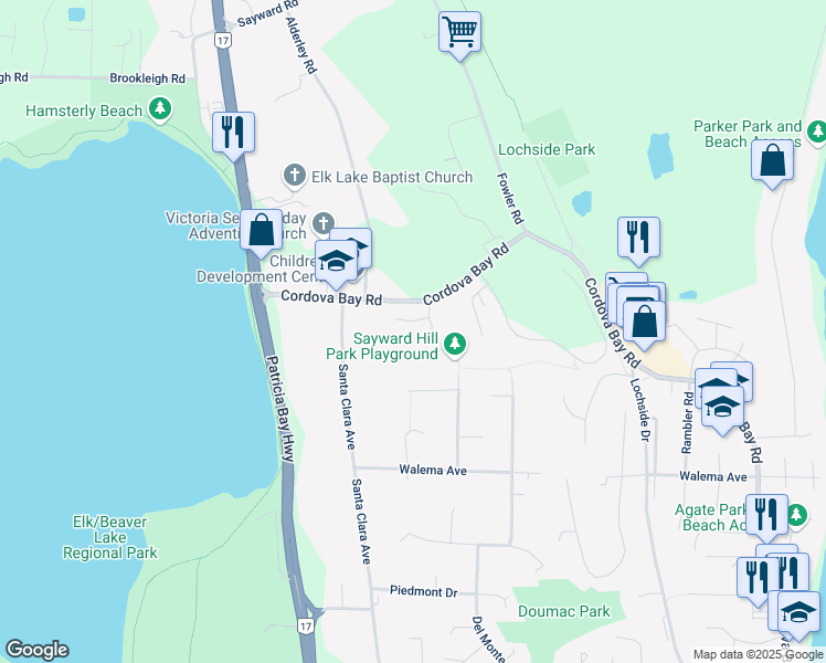 map of restaurants, bars, coffee shops, grocery stores, and more near 762 Hill Rise Lane in Victoria