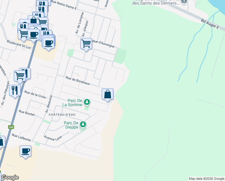 map of restaurants, bars, coffee shops, grocery stores, and more near Avenue d'Argenteuil in Alma