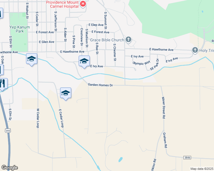 map of restaurants, bars, coffee shops, grocery stores, and more near 101 Witham Road in Colville