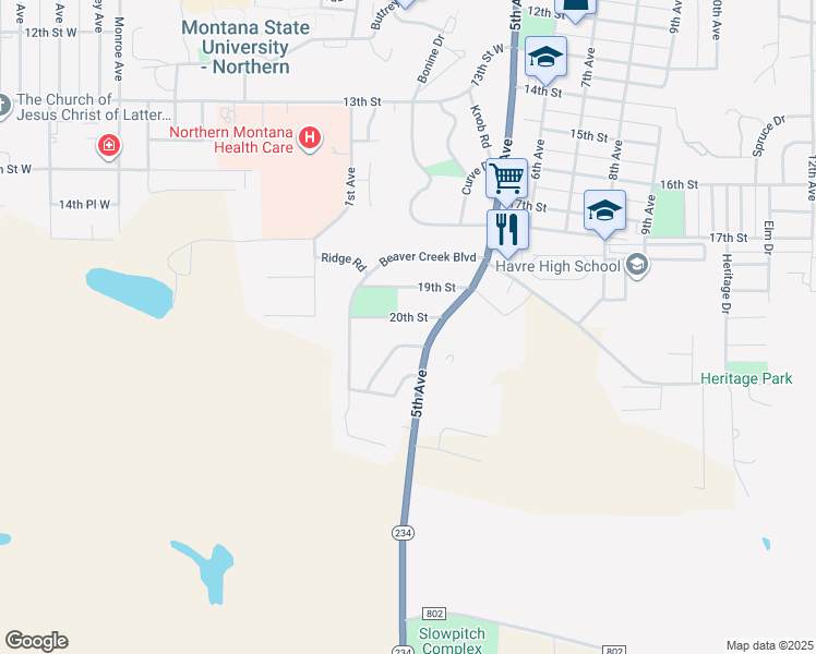 map of restaurants, bars, coffee shops, grocery stores, and more near in Havre