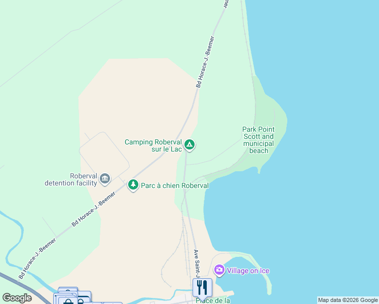 map of restaurants, bars, coffee shops, grocery stores, and more near 1400 Boulevard Saint-Joseph in Roberval