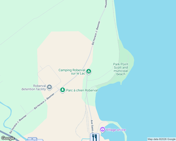 map of restaurants, bars, coffee shops, grocery stores, and more near 1400 Avenue Saint-Joseph in Roberval