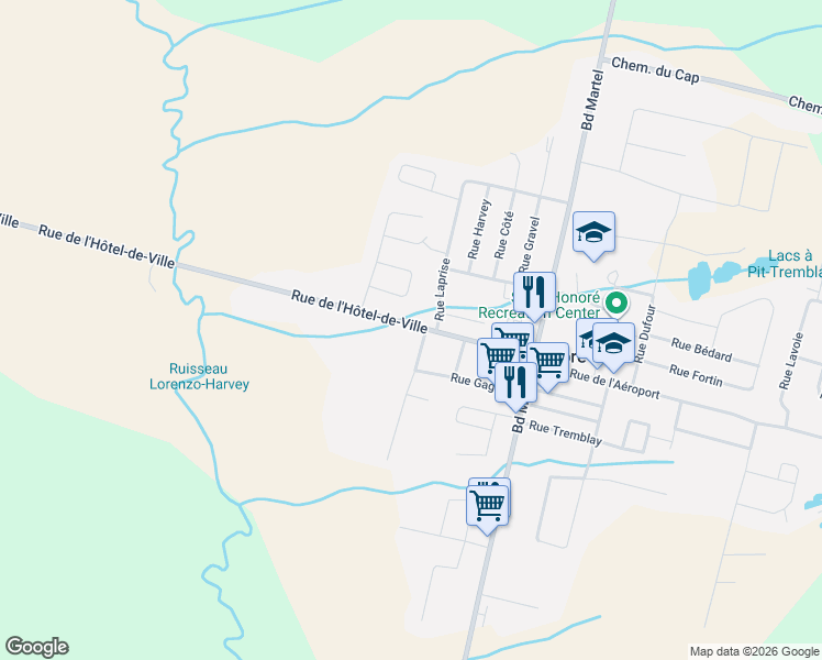 map of restaurants, bars, coffee shops, grocery stores, and more near 571 Rue Desbiens in Saint-Honoré