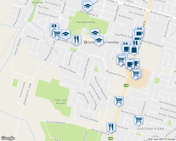 map of restaurants, bars, coffee shops, grocery stores, and more near 370 Rue des Iris in Alma