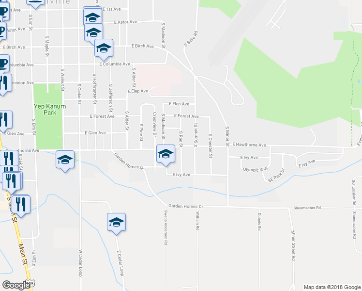 map of restaurants, bars, coffee shops, grocery stores, and more near 1298 East Hawthorne Avenue in Colville