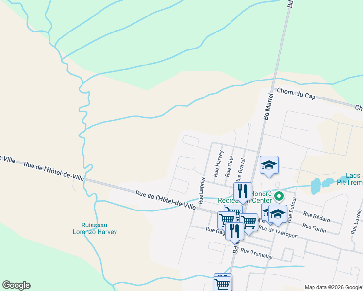 map of restaurants, bars, coffee shops, grocery stores, and more near 711 Rue Brassard in Saint-Honoré