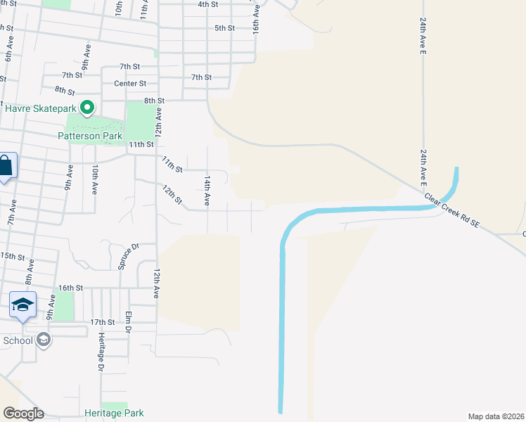 map of restaurants, bars, coffee shops, grocery stores, and more near 2016 12th Street in Havre