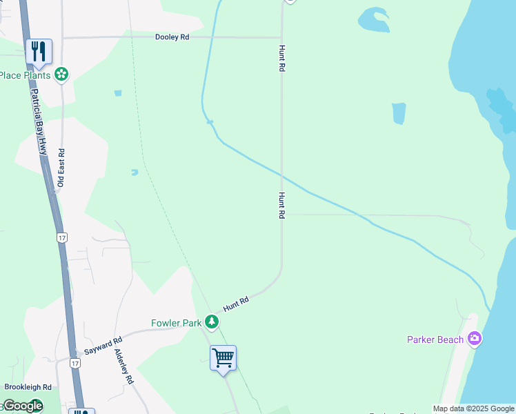 map of restaurants, bars, coffee shops, grocery stores, and more near 5960 Hunt Road in Victoria