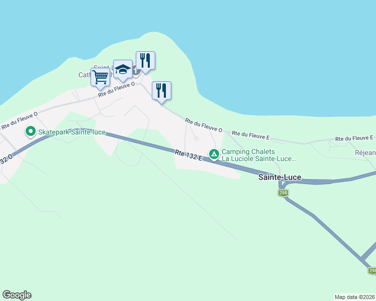 map of restaurants, bars, coffee shops, grocery stores, and more near 130 Route 132 Ouest in Sainte-Luce
