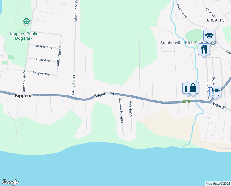 map of restaurants, bars, coffee shops, grocery stores, and more near 44 Kippens Road in Kippens