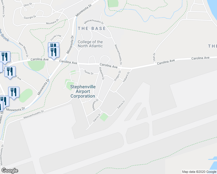 map of restaurants, bars, coffee shops, grocery stores, and more near 35 Oregon Drive in Stephenville