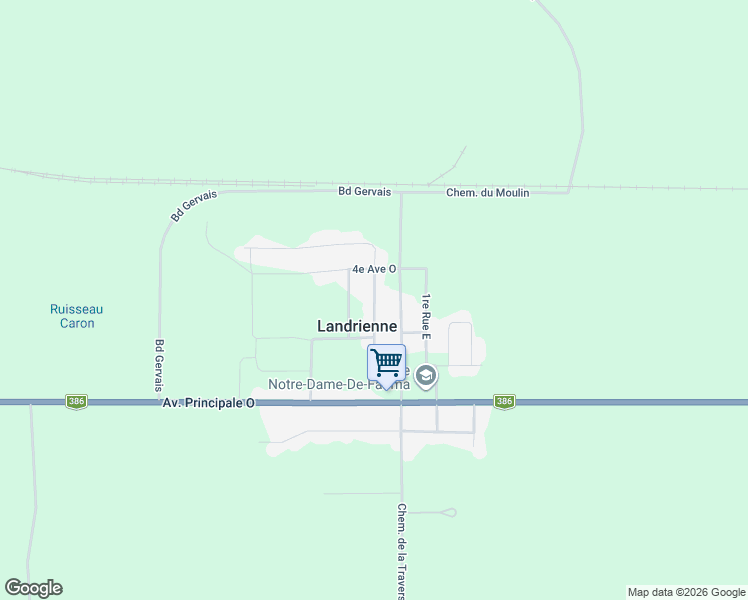 map of restaurants, bars, coffee shops, grocery stores, and more near 1e Rue Ouest in Landrienne