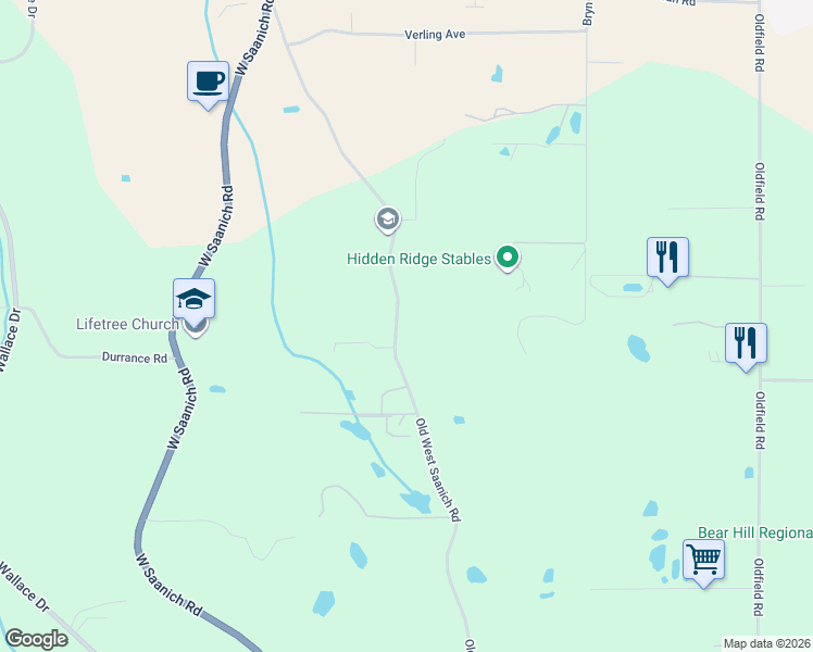 map of restaurants, bars, coffee shops, grocery stores, and more near 6147 Old West Saanich Road in Victoria