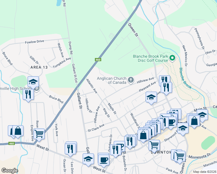 map of restaurants, bars, coffee shops, grocery stores, and more near 5 Townview Road in Stephenville