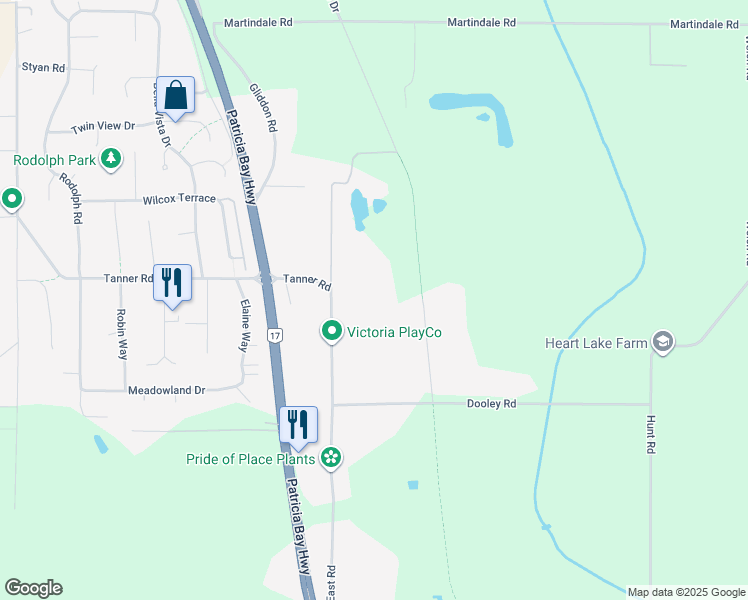 map of restaurants, bars, coffee shops, grocery stores, and more near 6309 Old East Road in Victoria