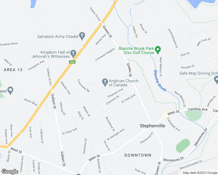 map of restaurants, bars, coffee shops, grocery stores, and more near 58A Hillview Avenue in Stephenville