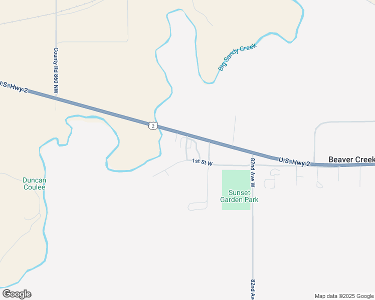 map of restaurants, bars, coffee shops, grocery stores, and more near 85 86th Avenue West in Havre