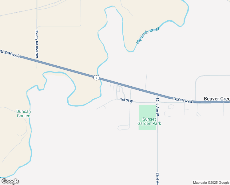 map of restaurants, bars, coffee shops, grocery stores, and more near 85 86th Avenue West in Havre