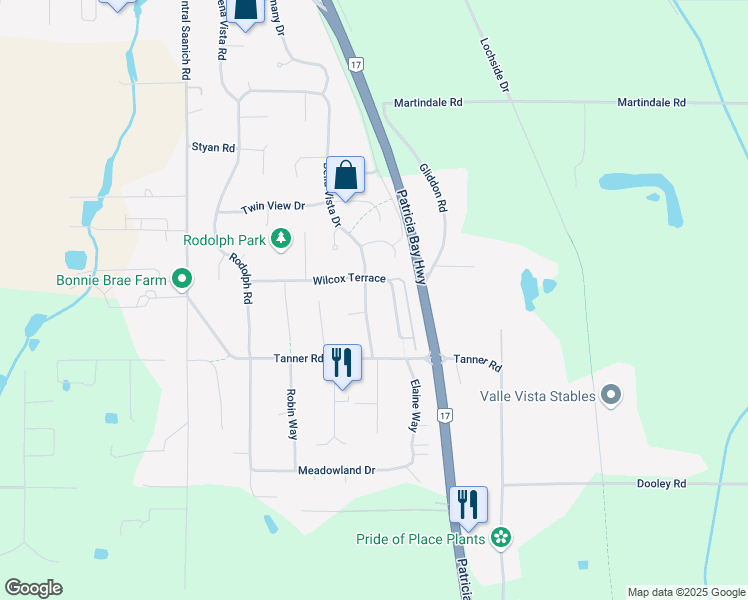 map of restaurants, bars, coffee shops, grocery stores, and more near 6393 Bella Vista Drive in Victoria